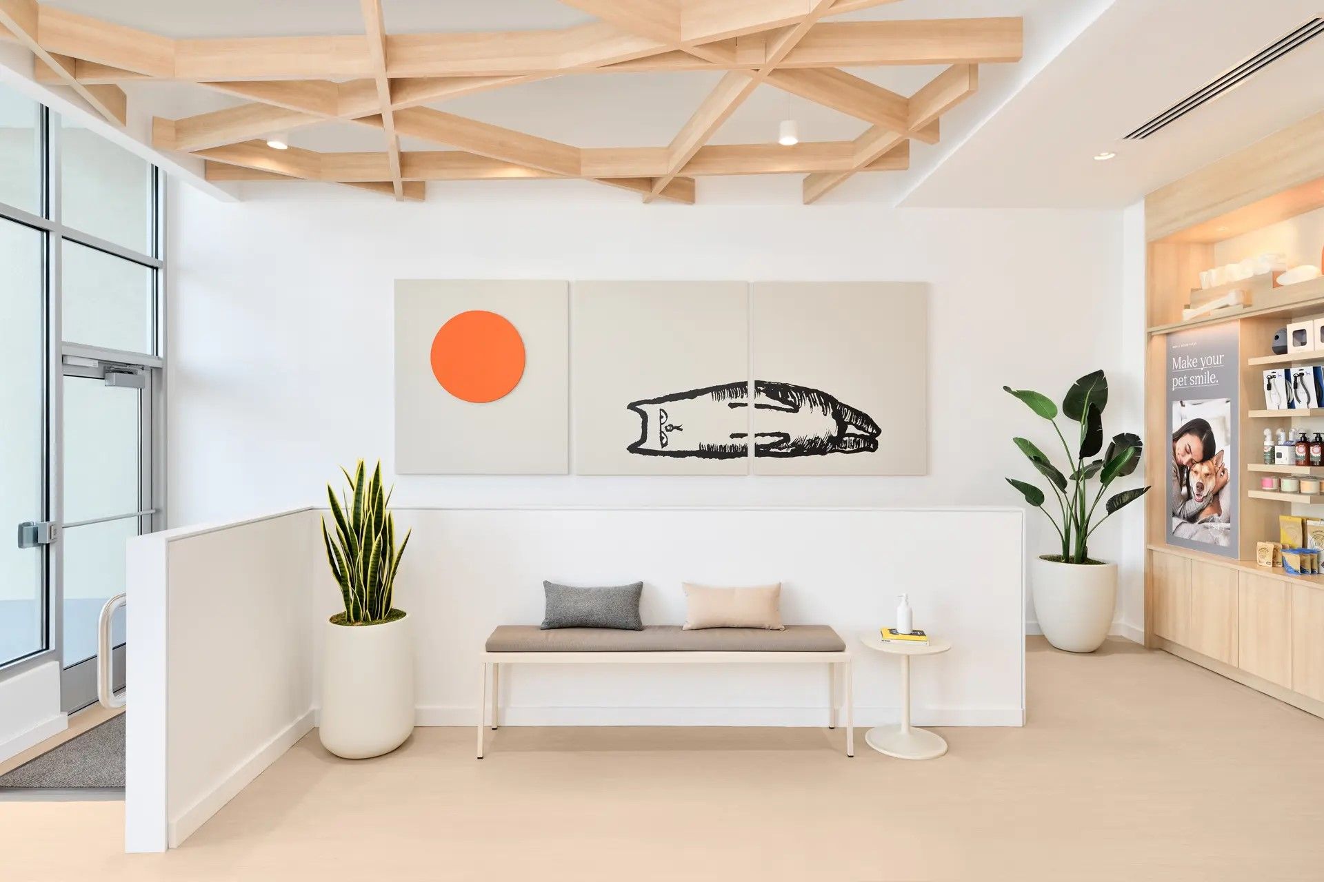 Modern PawCare clinic waiting area